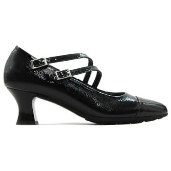 Zapatos Elegantes Pitillos Mercedes Charol Negro Doble Correa