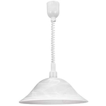 Alabaster Glass Shade Pendant – Height Adjustable, White, 60W E27