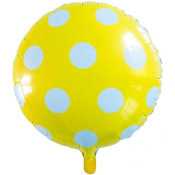 Globo de Foil Redondo con Lunares Amarillos 46 cm