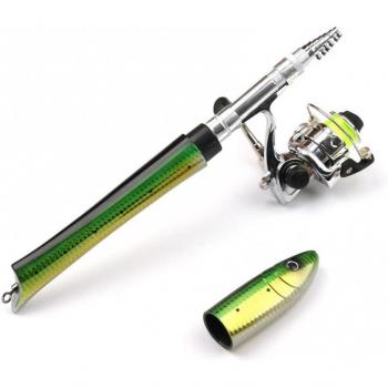 1.6m Carbon Fish-Shaped Telescopic Fishing Rod and Spinning Reel Set