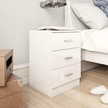 VidaXL - Nachttische - 2 - Stück - 38x35x56 - cm - handgefertigt - Holz - Hochglanz - weiß
