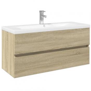 Set de baño 2 pzas cerámica y madera de ingeniería