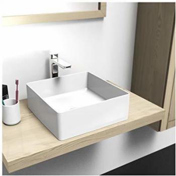Lavabo Appoggio Quadrato Bianco COMA 36 cm