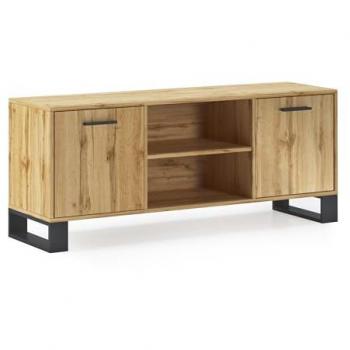 Mueble TV 140 con 2 puertas, salón comedor, Modelo Loft, color Roble Rústico
