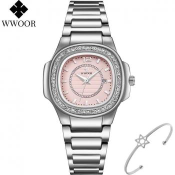 WWOOR Elegante Damen Armbanduhr
