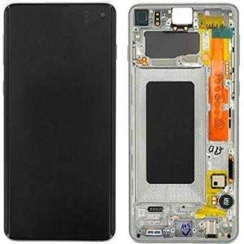 GH82-18850B Samsung Galaxy S10 G973F Super AMOLED Display Touchscreen Digitizer Bildschirm Rahmen Prism White