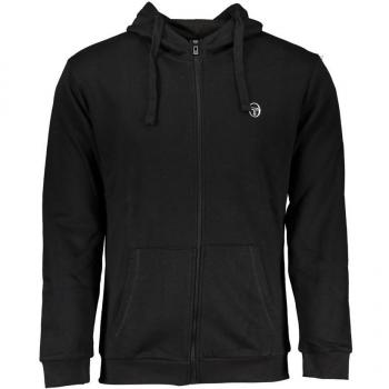 Sergio Tacchini Black Hooded Sweatshirt with Zipper, Size L