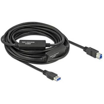 DeLOCK - USB-Kabel - USB Typ A (M) bis USB Type B (M) - USB 3,2 Gen 1 - 10,0m - aktiv - Schwarz (85380)