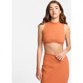 Camiseta corta de tirantes con cuello alto de ajuste ceñido Nike Sportswear Chill Rib para mujer en naranja, talla S (EU 36-38)