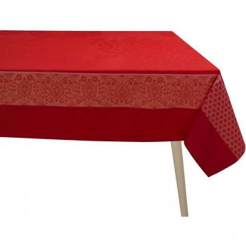 Le Jacquard Français Nappe enduite Voyage Iconique 100% coton Rouge 175 x 175 cm
