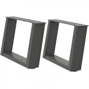 Gambe per Tavolino Caffè a U 2 pz Antracite 50x(30-31)cm