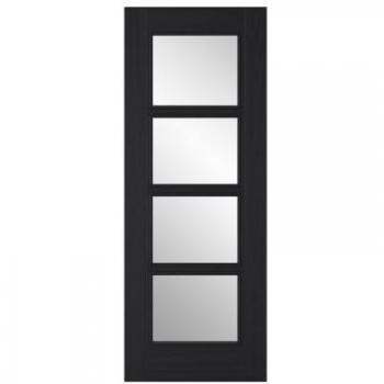 LPD Vancouver Internal Door with Clear Glass Insets - Charcoal Black