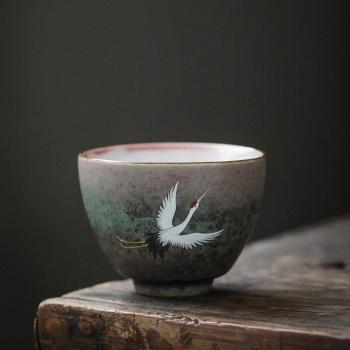 CHANSHOVA Chinese Retro Porcelain Teacup 100ml Red-crowned Crane Design