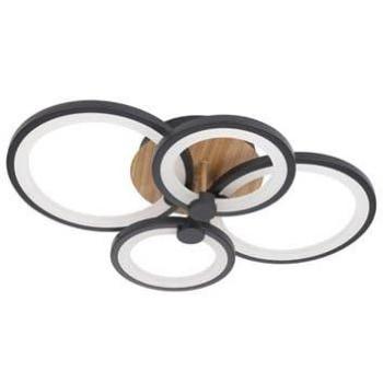 Lámpara de techo Sydney 13,5×55×41 cm en Negro/Madera Oscura 10260 lm