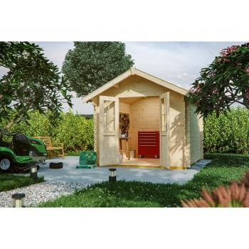 Skan Holz Gartenhaus Palma 3 - 250 x 300 cm - natur - Nordische Fichte