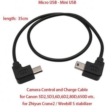 Weebill S + Cable de Control 35 cm, Micro‑USB a Mini‑USB, Compatible con Zhiyun Crane 2 y Canon 5D/5DII/5DIII/6D/80D/650D