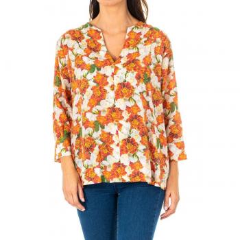 Blusa femminile con maniche 3/4 e scollatura a V LWU001 multicolore