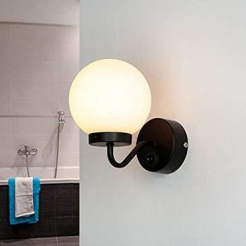 Licht-Erlebnisse Wandleuchte TOGO, ohne Leuchtmittel, Wandlampe mit Schalter IP44 Kugelschirm