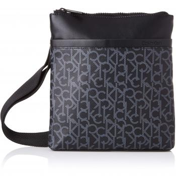 Calvin Klein Ck Mono Flat Crossover Men's Shoulder Bag in Blackwhite Black/Black