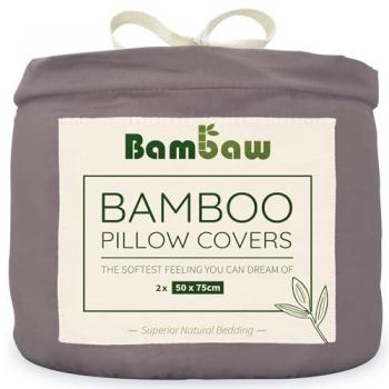 Coppia di Federe in Seta Vegana di Bambu Grigio Scuro - Bambaw