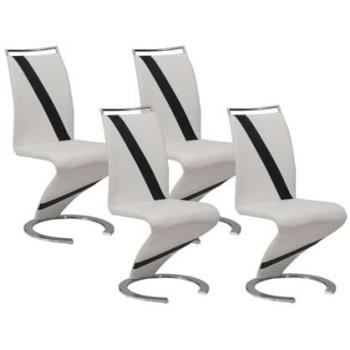 Conjunto de 4 sillas twizy - piel sintética - blanco con borde negro