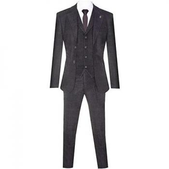 3 Piece Tweed Suit Peaky Blinders 1920s Gatsby Classic Tailored Fit