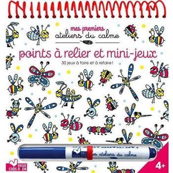 Points à relier et mini-jeux - bloc à spirale avec feutre effaçable