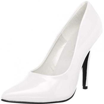Pleaser SEDUCE‑420 Damenpumps Weiß EU 45 – Glänzende High-Heel-Stiefel