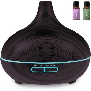 Auronic Aroma-Diffuser 300 ml – Befeuchter, 7 LEDs-Farben, mit 2 Ölen, farbe Dunkelbraun