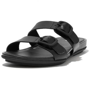 Fitflop Women's Gracie Adjustable Buckle Slip On Sliders - Black - Size 7