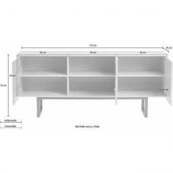 Buffet 3 Portes Camden 175cm Chêne et Noir