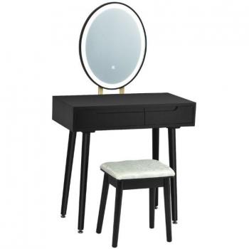 Costway Touch Screen 3 Lighting Modes Dressing/Makeup Vanity Set in Black