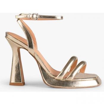 Mim - Sandalias de tacón de mujer de piel de color oro