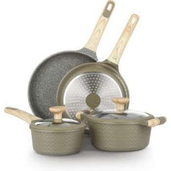 Batteria di pentole 6 pz verde in alluminio pressato