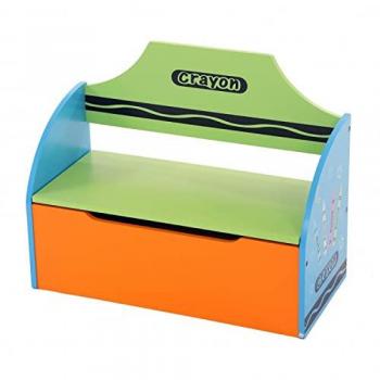 Children's Wooden Crayon Toy Storage Unit Box Bench Seat - Oypla
