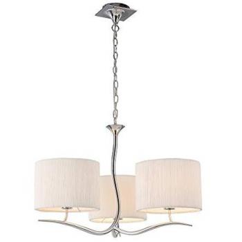 Eve 3-Light E27 Ceiling Pendant Lamp, Polished Chrome with 70 cm White Round Shade