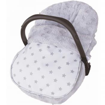 Saco de Capazo Grupo 0 Rosy en Ecopiel y Pelo Rosetas Blanco Gris
