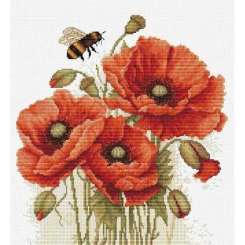 Zählmuster Stickpackung Sommermohnblumen – 24,5 × 27 cm