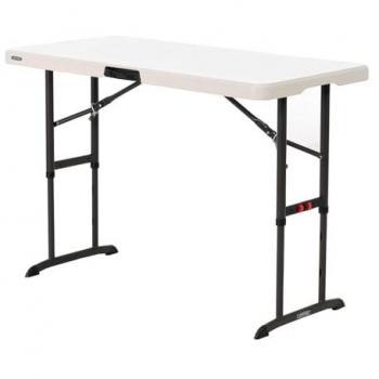 Lifetime 48 Folding High Top Table – Adjustable Height, Cream Color, Resin