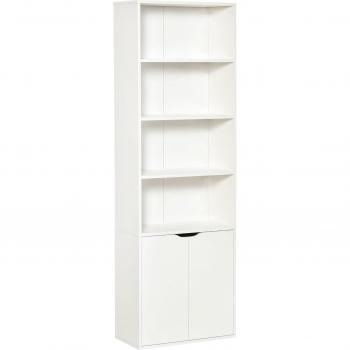 Estantería HOMCOM con 4 Compartimentos y Armario para Libros y Plantas 59x29x180 cm Blanco