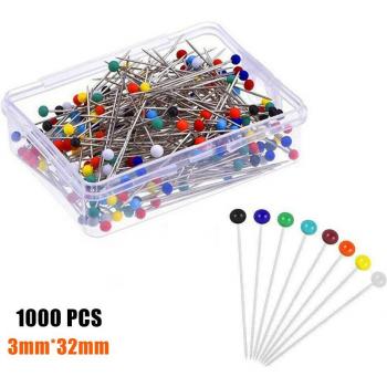 Multicolor Straight Glass Head Pins for Sewing - 250/1000pcs