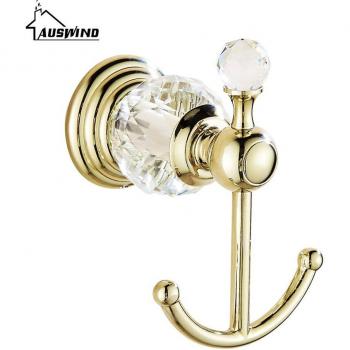 European Style Solid Brass Chrome Crystal Wall Hooks