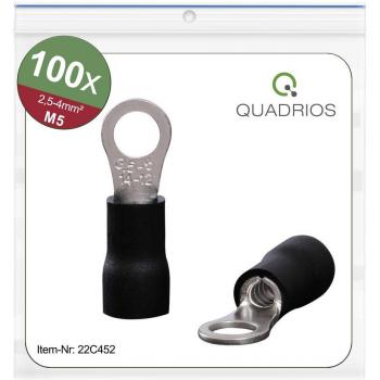 Quadrios 22C452 Ring terminal Cross section (max.)=4.0 mm² Hole Ø=5.3 mm Partially insulated Black 1 Set