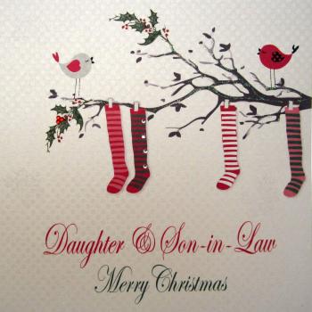 WHITE COTTON CARDS Daughter & Son-in-Law Merry Handmade Christmas Card