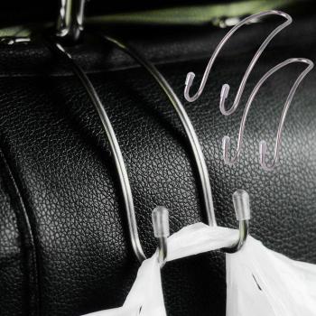 Stainless Steel Headrest Hook - 2 Piece Car Seat Grocery and Clothes Holder