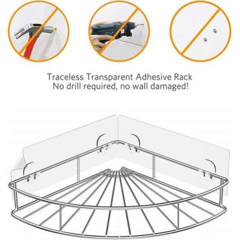 No-Drill Stainless Steel Corner Shelf - Bathroom and Kitchen Organizer