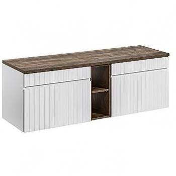 Meubles sous-vasque - Ensembles meubles sous vasques à poser + plateau - 140 cm - Blanc Émblématique