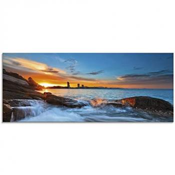 Glasbild ARTLAND Sonnenuntergangszeit am Hua-Hin Strand