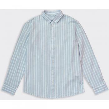 Camisa Elegante Lino Celeste con Rayas – Selected