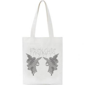Gothic Engel Druck Leinwand Tasche Punk Große Kapazität Lässige Harajuku Einkaufstasche Dunkel